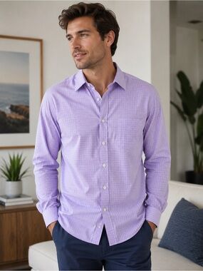 Charter Club Men’s Lavender Pinstripe Dress Shirt-1X